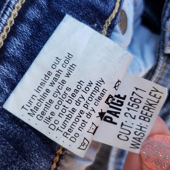 Paige Stretch Bermuda Jean Shorts Cut-Offs Size 25" Waist X 11" Inseam Length - Picture 9 of 9